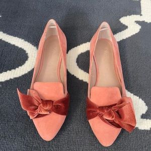 Anthropologie velvet pink flats